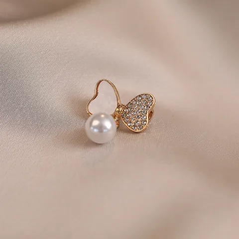 Fashion Gold Plated Alloy Bow Brooch Rhinestone Artificial Pearl Anti-Glare Pin Suit Collar Corsage Women Jewelry Gift
