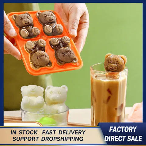 Creative Cute 3D Bear Silicone Ice Cube Mold Ice Tray Flexible DIY Ice Ball Maker Kitchen Bar Drinking Tool