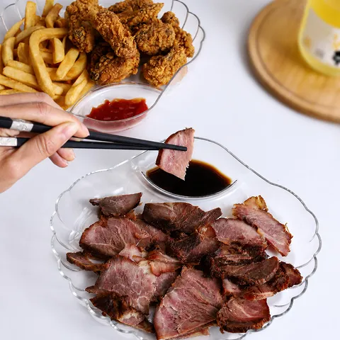 Assiette à Boulettes en Plastique Transparent Forme de Coquillage Plat à Snacks Compartimenté avec Saucière