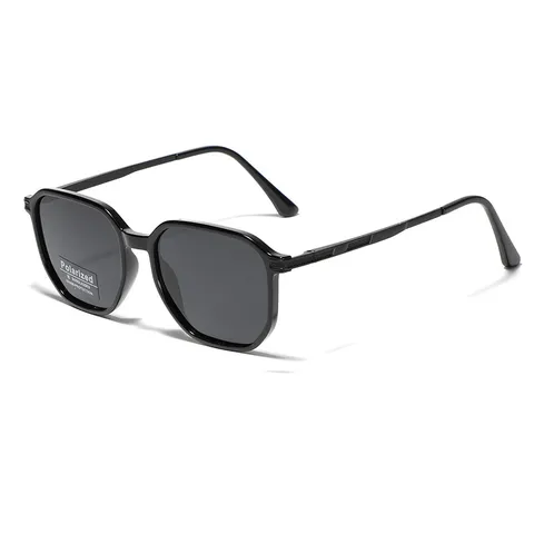 Vintage Square Polarized Sunglasses Men Women TR90 TAC Lens UV400 Protection Semi-Metal Frame Fashion Sun Glasses Eyewear