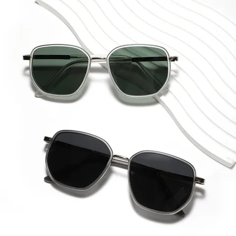 Unisex TR90 Metal Square Polarized Sunglasses Retro UV400 Protection Polygonal Frame Fashion Eyewear For Driving Fishing Travel