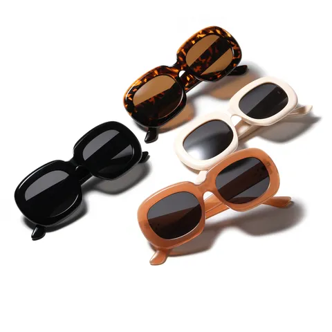 Vintage Rectangular Sunglasses UV400 For Men Women Classic Square Full Frame Fashion Trendy Lightweight Eyewear S3364