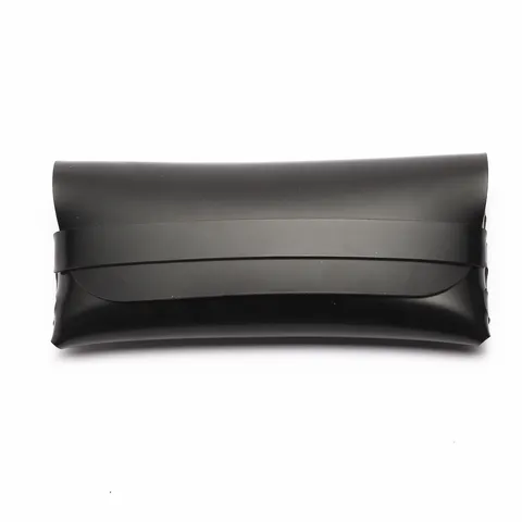 Portable Black Faux Leather Eyewear Case Minimalist Folding Glasses Pouch Protector For Sunglasses Optical Frames Men Women