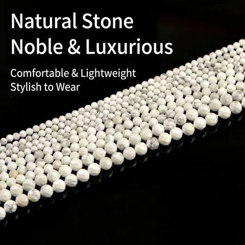 Natürliche Weiße Howlith Facettierte Runde Steinperlen Für DIY Schmuckherstellung Lose Abstandsperlen Armband Halskette Handgefertigte Materialien