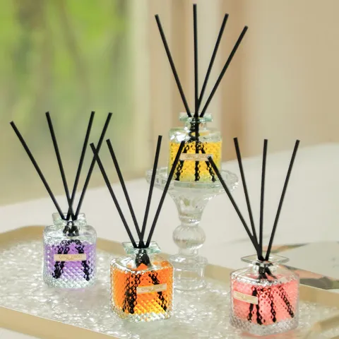Home Aromatherapy Reed Diffuser Set Square Glass Bottle Air Freshener Fragrance Oil Living Room Bedroom Decor