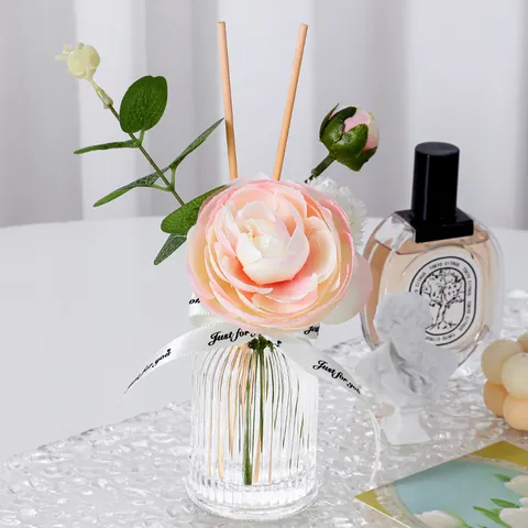Botella de Difusor de Varillas de Vidrio Con Flores Artificiales Palitos de Madera Aceite Fragancia Ambientador Para Hogar Dormitorio Baño