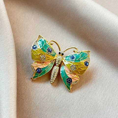 Elegant Butterfly Brooch Pin For Women Alloy Rhinestone Enamel Crystal Fashion Suit Dress Lapel Pins Jewelry Gift