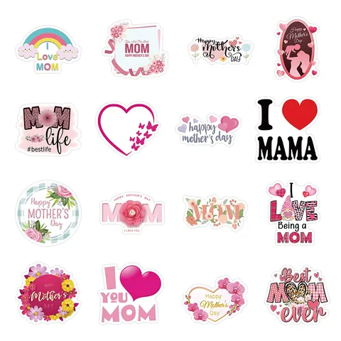Pegatinas Rosas del Día de la Madre Calcomanías DIY Planificador Materiales de Scrapbook Decoración de Tarjeta de Saludo Paquete de Pegatinas Impermeables
