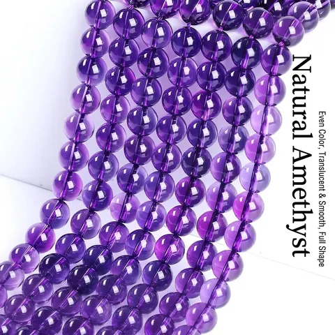 Natural Amethyst Round Loose Beads Super Seven Kunzite Ametrine Gemstone For DIY Jewelry Making Bracelet Necklace Findings