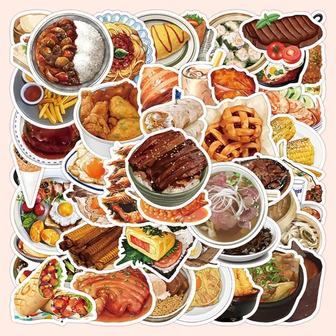 Adesivi Cartone Animato Cibo Realistico Adesivi Alimentari In PVC Impermeabile Per Custodia Telefono Bagaglio Laptop Scrapbook Decorazione fai da te