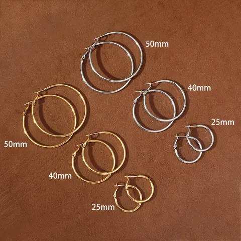 Minimalistische Kupfer Creolen Mit Silber Ohrringpfosten Gold Silber Vergoldet Hochglanzpoliert Mutige Retro Runde Ohrringe Für Damen Schmuck