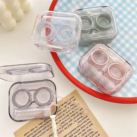 Tragbares Transparentes Kontaktlinsen Etui Mini Süße Kontaktlinsen Aufbewahrungsbox Mit Pinzette Reise-Set Augenpflege Zubehör