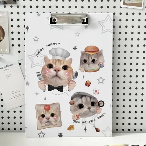 A4 Mignon Dessin Animé Animal Chef Planche à Pince Papier Dossier Bloc-Notes Avec Solide Pince Métal Pour Bureau École Étudiants