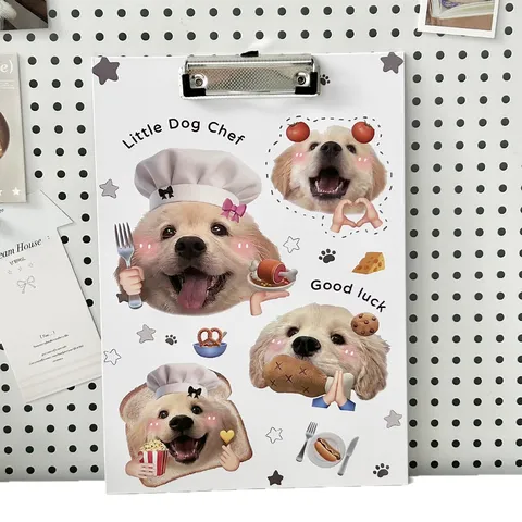 A4 Mignon Dessin Animé Animal Chef Planche à Pince Papier Dossier Bloc-Notes Avec Solide Pince Métal Pour Bureau École Étudiants