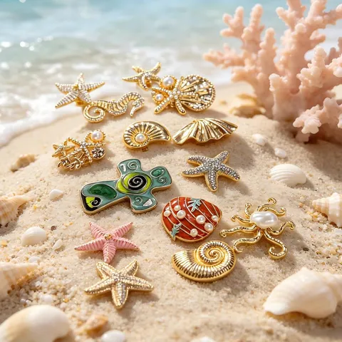 Women Fashion Beach Vacation Ocean Style Alloy Ring Pearl Rhinestone Starfish Seashell Adjustable Finger Ring Jewelry