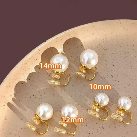 Retro Copper Artificial Pearl Ear Clips Non Piercing Geometric Round Spiral Earrings Vintage Jewelry Accessories For Women