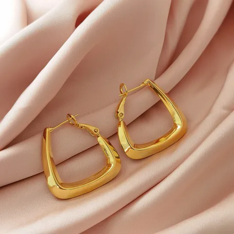 Minimalistische Koperen Geometrische Oorringen Met 925 Sterling Zilveren Stift 18K Verguld Stijlvolle Persoonlijkheid Zware Metalen Oorbellen Voor Dames