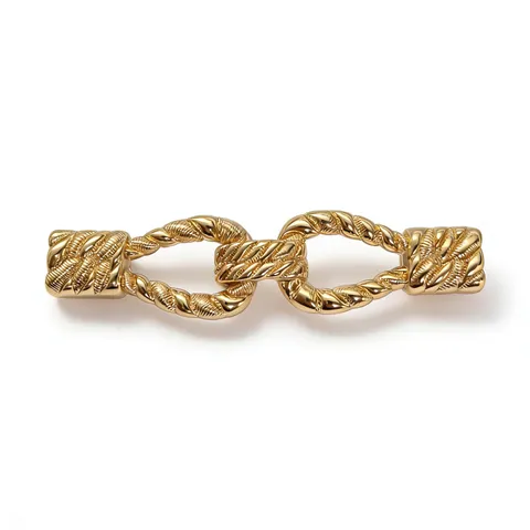 Women Fashion Alloy Twist Interlocking Belt Buckle Gold Tone Round Metal Fastener Clothing Accessories Replacement Part