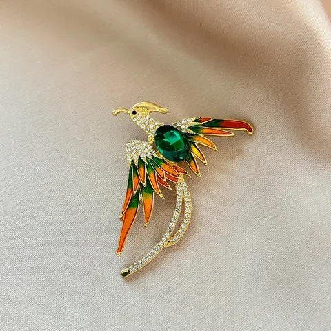 Vintage Phoenix Brooch Pin Alloy Gold Plated Rhinestone Animal Brooch Fashion Clothing Accessories For Women
