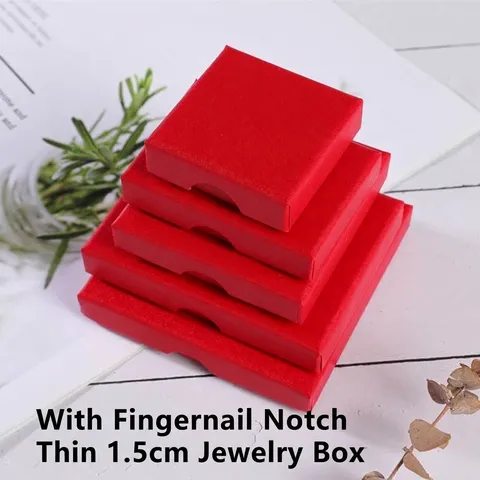 Thin Paper Jewelry Box For Rings Earrings Necklaces Linen Texture Square Jewelry Packaging Gift Box Jewelry Organizer Case