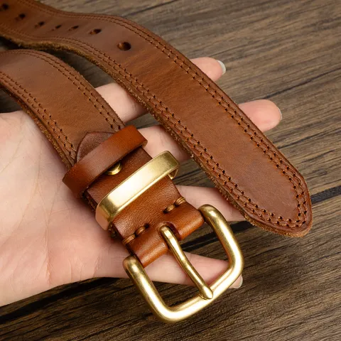 Cintura in Pelle Casual per Uomo e Donna Fibbia ad Ardiglione Vintage Elegante Cinturino in Pelle Bovina Per Accessori Jeans