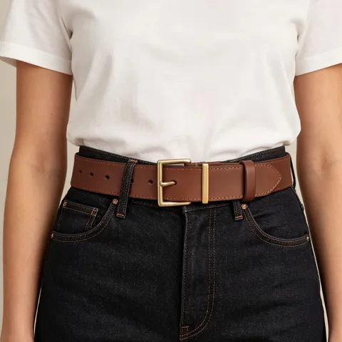 Women Genuine Leather Belt Square Pin Buckle Top Grain Cowhide Retro Versatile Waistband For Jeans Dress Formal Black Coffee Khaki