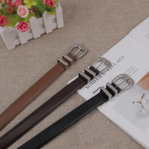 Minimalist Genuine Leather Belt For Women Versatile Horseshoe Buckle Cowhide Waist Belt Fashion Casual Jeans Pants Belt