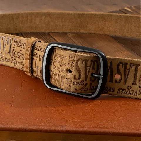 Cintura Casual Vintage in Vera Pelle da Uomo Pelle di Vachetta Fibbia ad Ardiglione