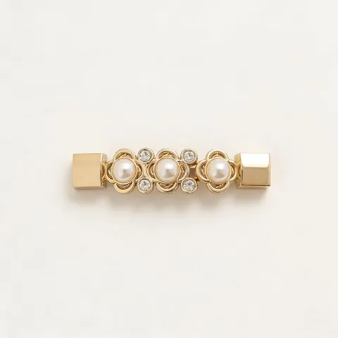 Women Fashion Alloy Belt Buckle Elegant Rhinestone Artificial Pearl Floral Replacement Buckle DIY Clothing Accessories