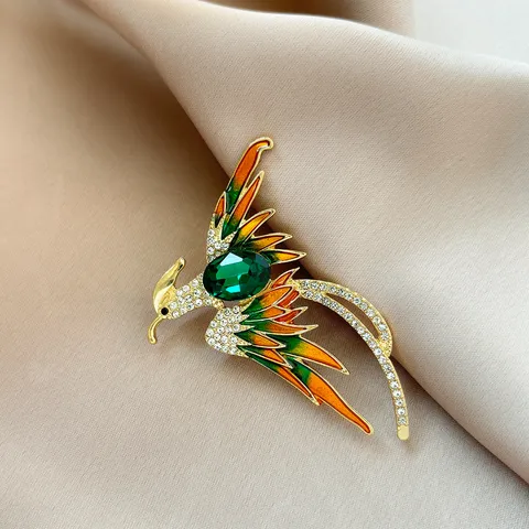 Vintage Phoenix Brooch Pin Alloy Gold Plated Rhinestone Animal Brooch Fashion Clothing Accessories For Women