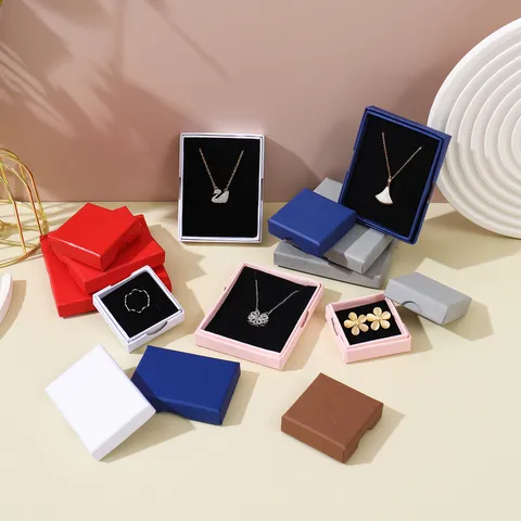 Minimalist Paperboard Jewelry Box Set Lid And Base Textured Gift Packaging For Ring Earring Necklace Bracelet Storage Display Box Organizer
