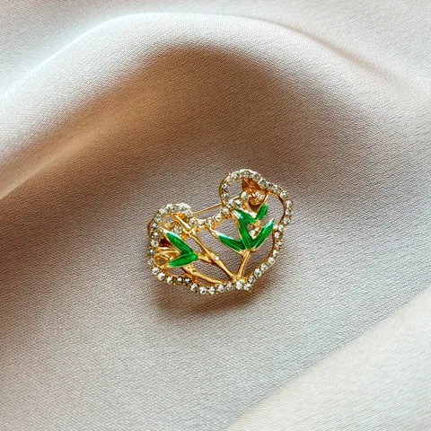 Chinese Style Ruyi Lock Brooch Vintage Ethnic Alloy Rhinestone Enamel Brooch Pin For Women Suit Qipao Fashion Jewelry