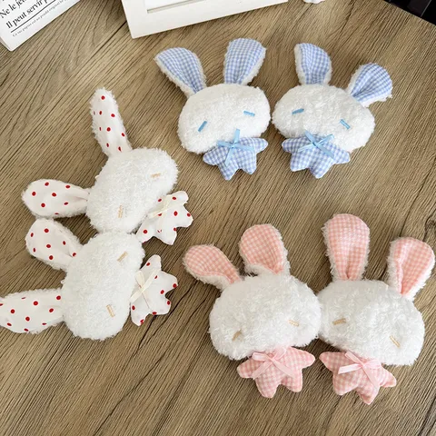 Adorable Pendentif Peluche Lapin Ange Porte-clés Poupée en Peluche Douce Ornement de Sac Accessoires Style Guérison