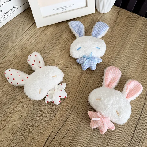 Adorable Pendentif Peluche Lapin Ange Porte-clés Poupée en Peluche Douce Ornement de Sac Accessoires Style Guérison