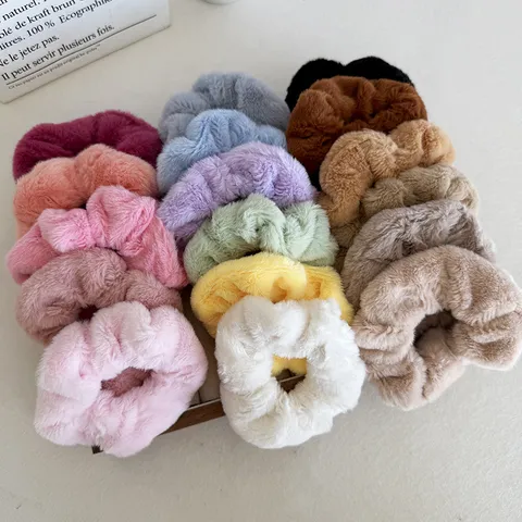 Chouchous en Peluche Automne Hiver Grands Élastiques à Cheveux Doux Porte-Queue de Cheval Couleurs Thé au Lait Accessoires de Cheveux pour Femmes