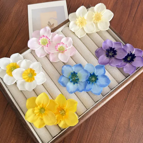 Pince à Cheveux Florale Jonquille Douce pour Femmes Barrette Latérale à Double Fleur Accessoires de Cheveux Esthétiques