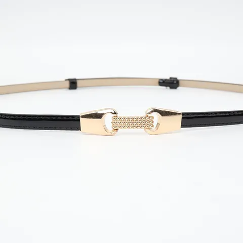 Minimalist PU Leather Skinny Belt Gold Metal Buckle Versatile Dress Shirt Suit Waist Belt Women Fashion Accessories