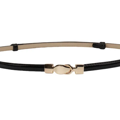 Cintura Sottile in Pelle PU da Donna Elegante Fibbia in Metallo Dorato Cinturino per Abito Accessori di Moda Versatili