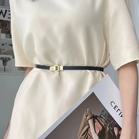 Minimalistische Dames Smalle PU-Lederen Riem Veelzijdig Jurk Jas Decoratieve Tailleband