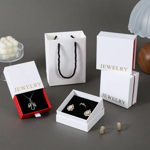 Elegant Embossed Rose Jewelry Box Drawer Type Jewelry Organizer Case For Necklace Ring Earring Storage Gift Packaging Box With Velvet Lining