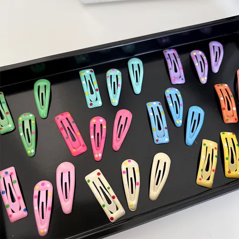 Mini Baby Hair Clips Set Colorful Metal Drip Oil BB Clips Polka Dot Sweet Side Clips For Infants Kids Toddlers Pets Dog Accessories