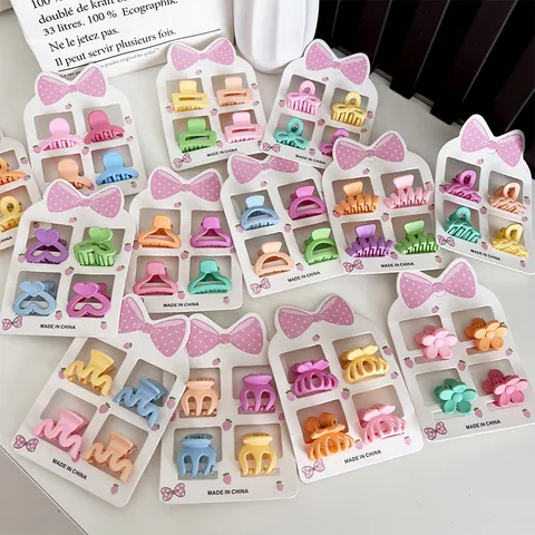 Lot de Mini Pinces à Cheveux en Plastique Mat Couleur Bonbon pour Filles Barrettes Mignonnes Forme de Papillon Fleur Coeur Accessoires Cheveux Enfants