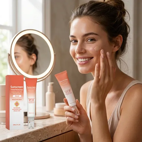 Crème Hydratante Teintée Solaire Légère Crème Visage Hydratante Teint Naturel Maquillage Fond de Teint Soin de la Peau