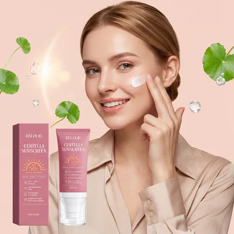 Crème Solaire Centella SPF 50+ Large Spectre Protection Solaire Visage Hydratante Rafraîchissante Non Grasse Produit de Soin