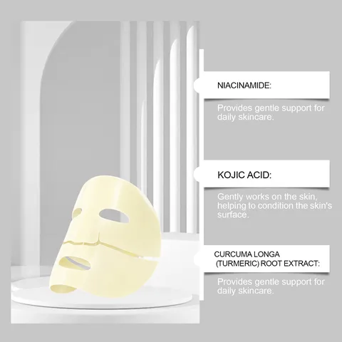 Mascarilla Facial Iluminadora de Ácido Kójico y Cúrcuma Hoja Hidratante Cuidado de la Piel Bolsa Individual