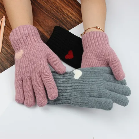 Guantes de Punto Cálidos de Invierno para Mujer Forro de Peluche de Doble Capa Espesado Guantes Térmicos de Ciclismo para Clima Frío