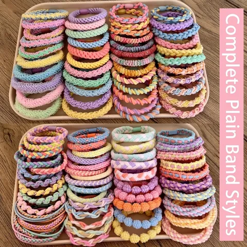 Élastiques à Cheveux Tressés en Nylon à Haute Élasticité Style Coréen Couleurs Macaron Cordes à Cheveux Spirales Accessoires Doux pour Femmes Filles