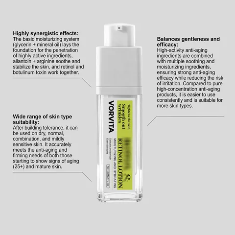 Retinol Facial Lotion Moisturizing Anti Aging Skin Care Firming Smooth Hydrating Liquid Face Treatment Daily Use