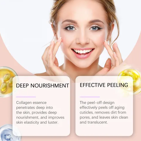 Masque Visage Peel Off au Collagène Avec Pinceau Hydratant Raffermissant Anti Âge Soin Nettoyage Profond de la Peau