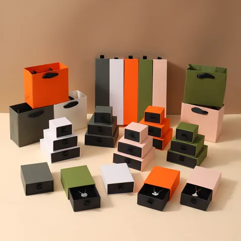 Jewelry Drawer Gift Box Set With Handbag Paper Cardboard Packaging For Ring Necklace Bracelet Pendant Stud Earrings Storage Box